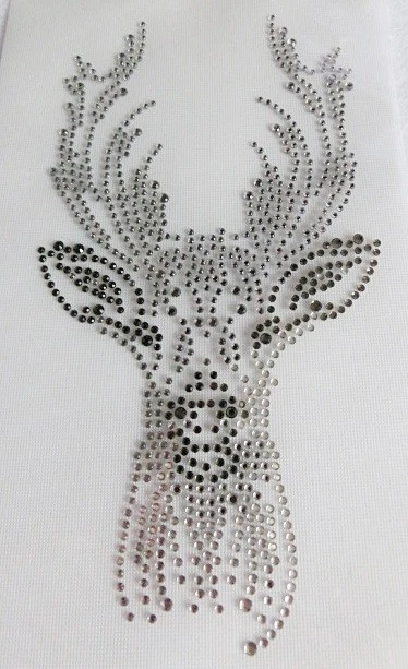 Hotfix Strass Bügelbild Motiv toller Hirsch Kopf 140317 Black Dia.  - Bild 1 von 2