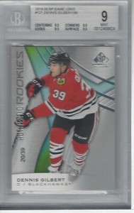 DENNIS GILBERT 2019-20 SP GAME USED HOCKEY 20/39 #121 BGS 9
