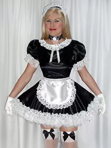 WUNDERSCHÖNES ZOFENKLEID SCHÜRZE SATIN SPITZE SISSY ZOFE TRANSGENDER (MSZK021) - Bild 1 von 9