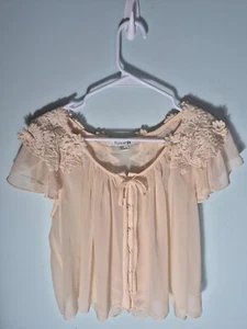Vintage Forever 21 Top Damen Medium transparent elfenbein Y2K kokett Fairycore zierlich - Bild 1 von 8