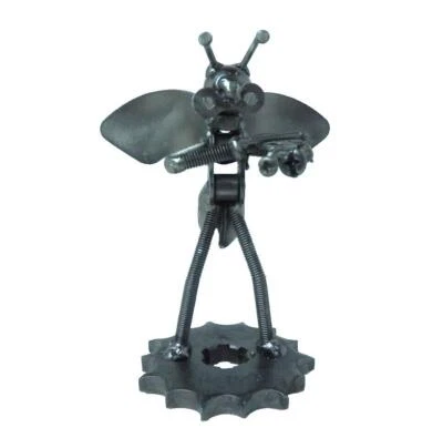 Metal Art Sculpture Scrap Recycled Bee Violin Figure - Image 1 of 4