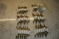 Lot Of 33  Cabinet Handles Brass and white Ceramic 
