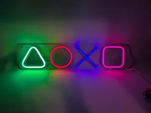 Playstation Gaming Symbole LED Neon Acryl Licht Lampe Wand Schild Gaming Deko - Bild 1 von 9