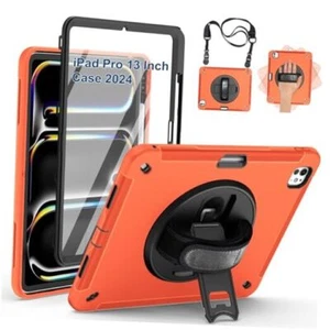 Case for iPad Pro 13 (M4) 2024, Full Body Protective Rugged iPad Pro 7th Orange - Picture 1 of 8