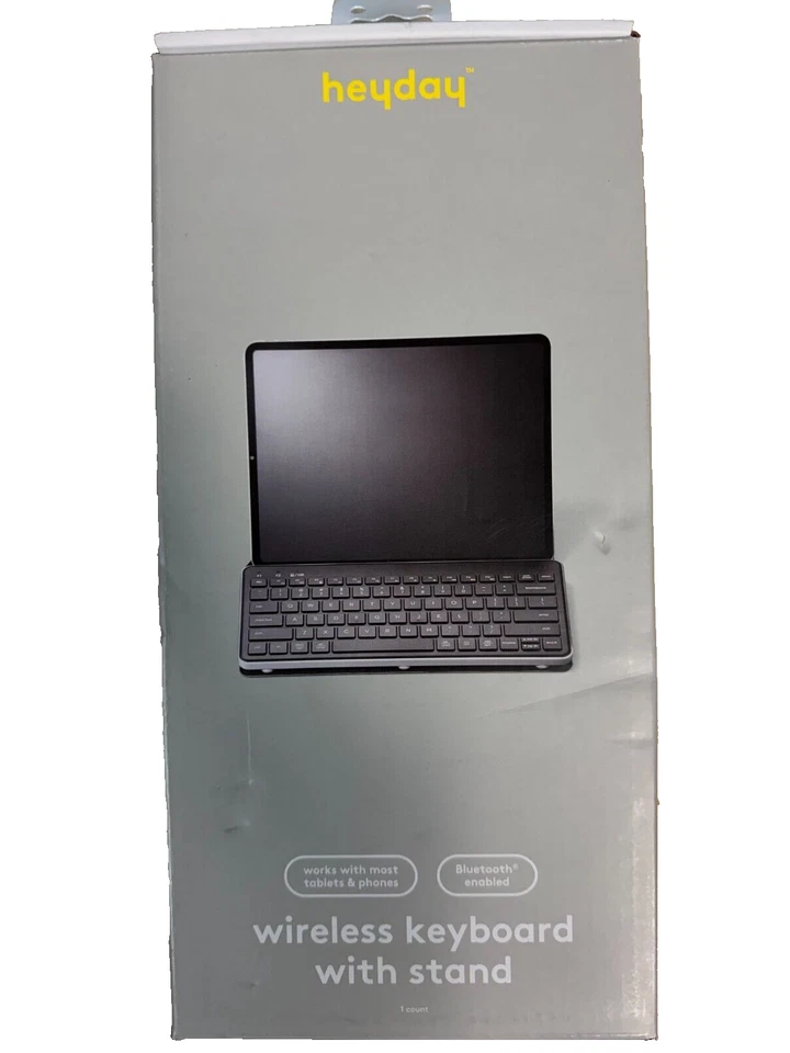 Wireless Keyboard with Stand for iPads & Tablets - heyday Black and Gray NEW - Image 1 of 1