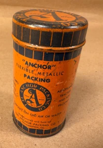 Vintage Anchor Packing Co. Valve Stem Packing Tin Litho Can Advertising Hardware - Picture 1 of 11