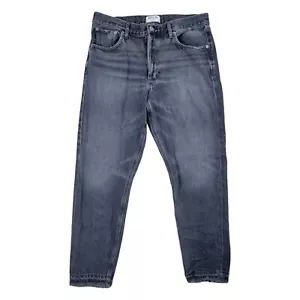 Agolde Jeans Jamie Straight Womens 29 Void Gray Denim Button Fly Cropped Frayed - Picture 1 of 12
