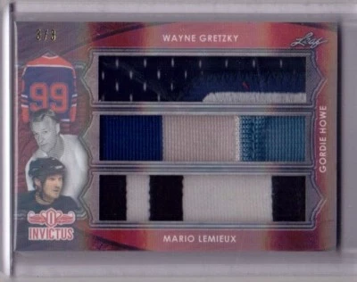 WAYNE GRETZKY GORDIE HOWE MARIO LEMIEUX 17/18 Hoja Invictus 3X PARCHE #3/3 BELLEZA Foto 1 de 2