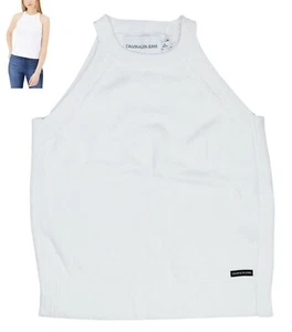 Calvin Klein Solid Color Sleeveless Crew Neck Women's Sweater Top NWT White - Picture 1 of 1