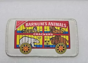 Nabisco Barnum’s Animal Crackers Patch Circo Orso Tigre Bufalo Zoo Vintage - Foto 1 di 4