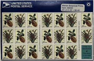Merian Botanical Prints 32c Mint NH Full Sheet of 20 Stamps #3126-3127a 1997 US - Picture 1 of 4