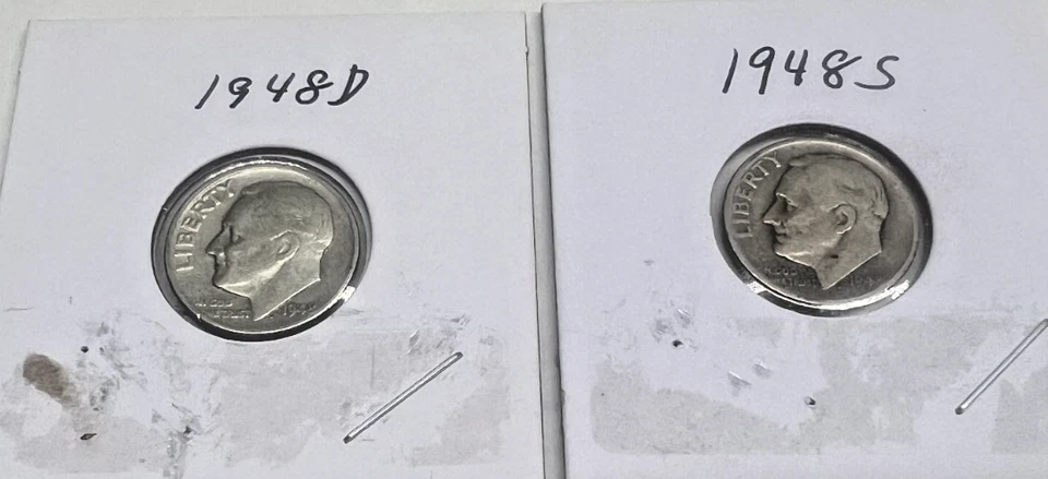 1948 D, & 1948S  Silver Roosevelt Silver Dimes - Image 1 of 2
