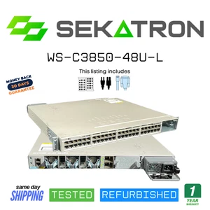 ♻️ Cisco WS-C3850-48U-L 48-Port UPOE Gigabit Ethernet Switch ⚡Fast Shipping - Picture 1 of 2