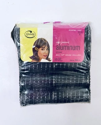 1970’s GOODY LIGHTWEIGHT ALUMINUM SPIRAL BALL-TIP BRUSH ROLLERS XL 10-PK - Image 1 of 3