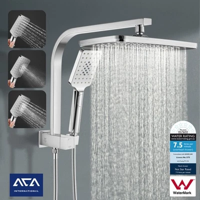 ACA  Dual Shower Head Set 12'' Rectangle Chrome Rain Shower Head 3-MODE Handheld - image 1 of 4