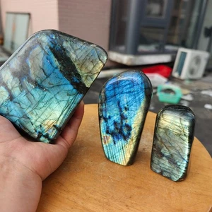 4.99LB 3Pcs Natural Labradorite moonstone Quartz Crystal Freeform Specimen - Picture 1 of 14