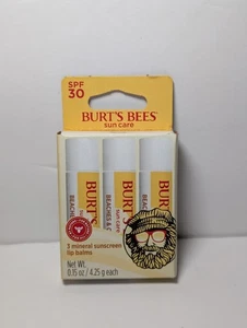 3 Pack Burt's Bees Sun Care SPF 30 Lip Balm Sunscreen Beaches & Cream - Picture 1 of 3