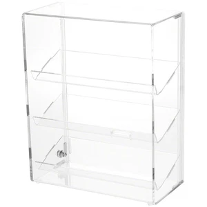 Plymor Acrylic Locking Case w/ Sliding Back, 3 Shelves, 12.75" x 10.25" x 5" - Picture 1 of 1