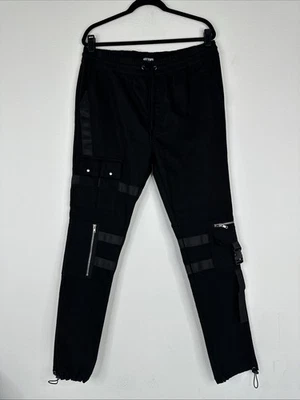 Hot Topic Black Pants Adjustable Strap Jogger Mens Size XL Pockets NEW - Image 1 of 4