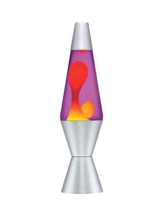 The Original Lava Lamp 14.5" Purple Yellow 2125 Lava Lite 2125 Silver - Image 1 of 2