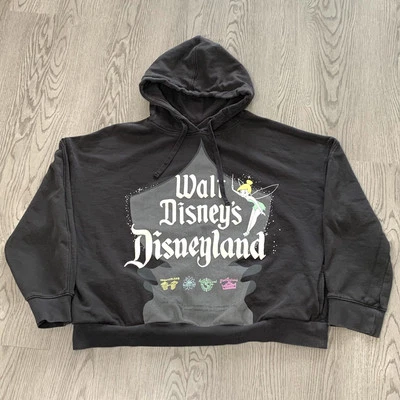 Толстовка с капюшоном укороченная Disney 100 Disneyland Tinkerbell серая коллекция The Eras большая - Изображение 1 из 4
