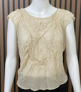 Top Max Studio Mujer L Beige 100% Seda Edición Especial Verano Boho Transparente - Imagen 1 de 10