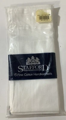 Stafford Men’s Handkercheif 6 White Permanent Press Each 16” X 16” NEW Package - Image 1 of 2