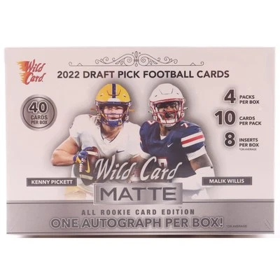 2022 Wild Card Matte White NFL Football Cards 4 Packs Per Box 1 Auto Guaranteed  - Image 1 of 4