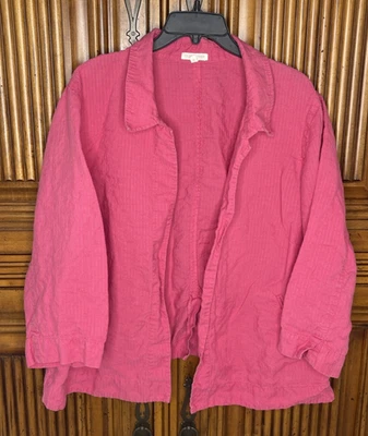 Eileen Fisher Womens Jacket 3X Pink Linen Pocketed Open Top Layer Office - Image 1 of 4