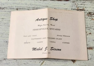 Vintage Antique Shop Brochure – Stouffville Ontario Canada – Mabel J. Sisson - Picture 1 of 4