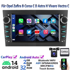 Autoradio Carplay Für Opel Corsa C/D Zafira B Astra H Android14 GPS Navi RDS Cam - Bild 1 von 13