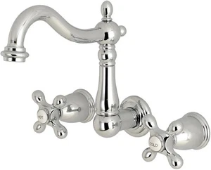 Kingston Brass KS1251AX 8-Inch Center Wall Mount Bathroom Faucet, Chrome - Bild 1 von 2