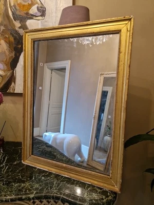 Ancien Miroir Doré Époque XIX Ème S  - Photo 1/4