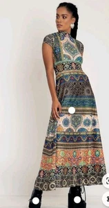 Black Milk Persia Bnwt New Maxi Dress Xxs Geometric Print Striking - Picture 1 of 9