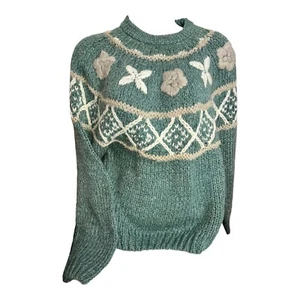 Maglione Shenanigans maglia a mano donna S Cabincore Granny Ramie misto verde LEGGI - Foto 1 di 10