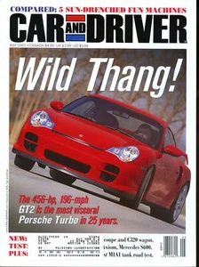 Car and Driver Magazine May 2001 Porsche 911 GT2, Chevrolet Camaro Z28, Audi S8 - Picture 1 of 2