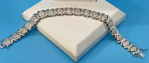 Ross Simons CZ Hugs & Kisses Bracelet R-925 Double Lock 7.5" Long China 90's VTG - Picture 1 of 12