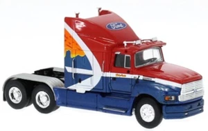Semirremolque Brekina HO 1/87 Ford Aeromax cabina dormitorio Bigfoot rojo con mural - Imagen 1 de 1