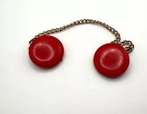 Vintage cherry red round sweater clip sweater guard with chain dress clips - Picture 1 of 10