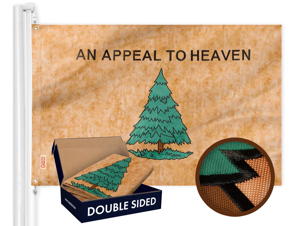 G128 An Appeal to Heaven Tea-Stained Flag 3x5 Ft Double Sided Embroidered Poly