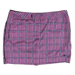 Bette & Court Skirt Skort Golf Tennis Stretching Zip Pockets Plaid Purple Sz 14 - Picture 1 of 14