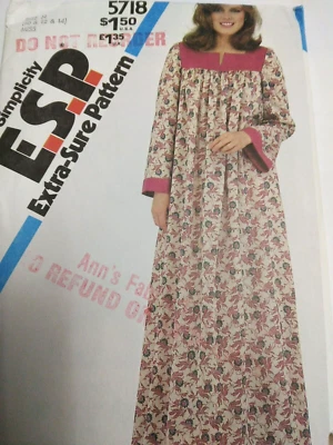 Caftan Gown Dress N 10 12 14 Simplicity 5718 ESP Sewing Pattern VTG Cottagecore - Image 1 of 4