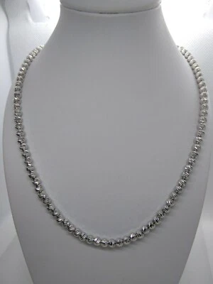 COLLANA SFERE INCISE DIAMANTATE MM 4 ARGENTO RODIATO  CM 45-48  MAGLIA SLASH - Immagine 1 di 4