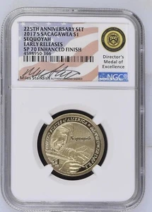 2017-S Sacagawea Sequoyah 225th Ann. Set $1 NGC SP 70 Enhanced Finish M.Standish - Picture 1 of 6