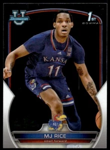 2022-23 Bowman Chrome University MJ Rice 3 Kansas Jayhawks #56 - Picture 1 of 2