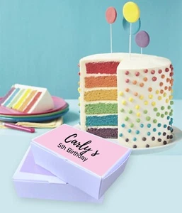 Niñas Cumpleaños Personalizado Pastel Rebanada Favor Cajas Favor Rosa/Lila Personalizada - Imagen 1 de 2