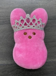 Peeps Pink Princess Bunny Silver Glitter Tiara Crown 6" Easter Plush - Picture 1 of 7