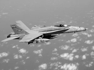 F/A-18C Hornet Fighter Jet Flying Operation Enduring Freedom Poster Print B+W - Picture 1 of 2