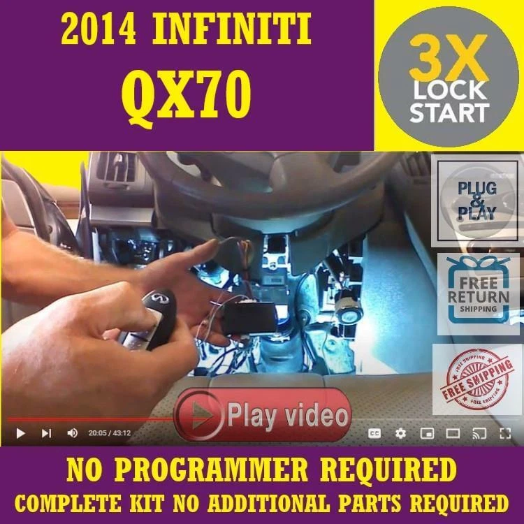 3x Bloqueo Plug & Play arranque remoto compatible con Infiniti QX70 2014 Foto 1 de 1