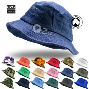 Bucket Hat Cap Cotton Fishing Boonie Brim visor Sun Safari Summer Men Camping - Picture 1 of 21